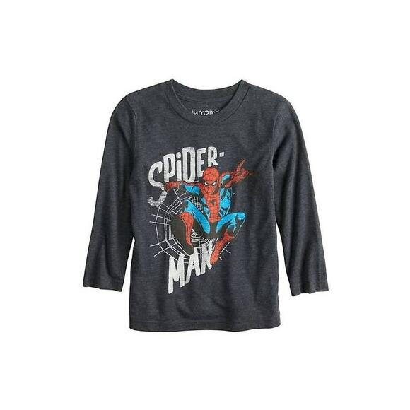 NWT Jumping Beans x Marvel Gray Spiderman Long Sleeve T-Shirt Size 3 Months - Picture 1 of 2